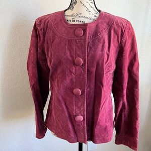 Vintage Chico’s Women's Quilted Amaranth/Magenta Colored Leather Jacket